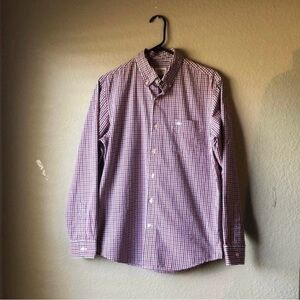 Dockers Shirt Men’s Red, White & Blue Long Sleeve Button Down Shirt Sz M Casual